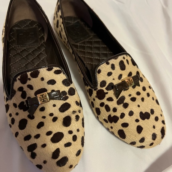 Tory Burch Brown and Black Flats with Animal Print - Picture 2 of 4